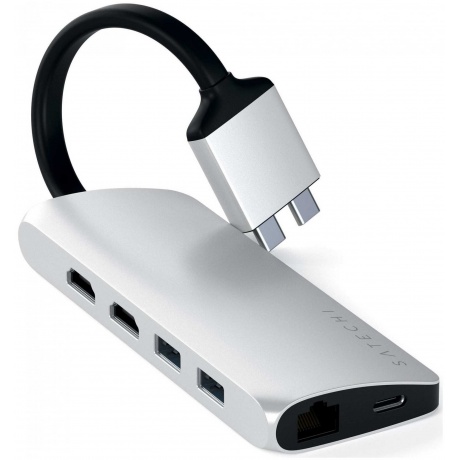 Хаб-разветвитель USB Satechi Type-C Dual Multimedia Adapter Silver ST-TCDMMAS - фото 1