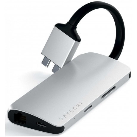 Хаб-разветвитель USB Satechi Type-C Dual Multimedia Adapter Silver ST-TCDMMAS - фото 3