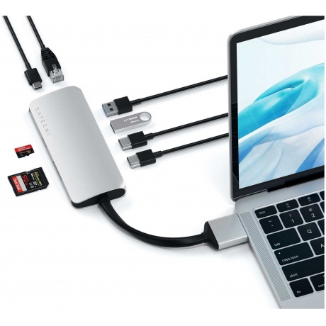 Хаб-разветвитель USB Satechi Type-C Dual Multimedia Adapter Silver ST-TCDMMAS - фото 4