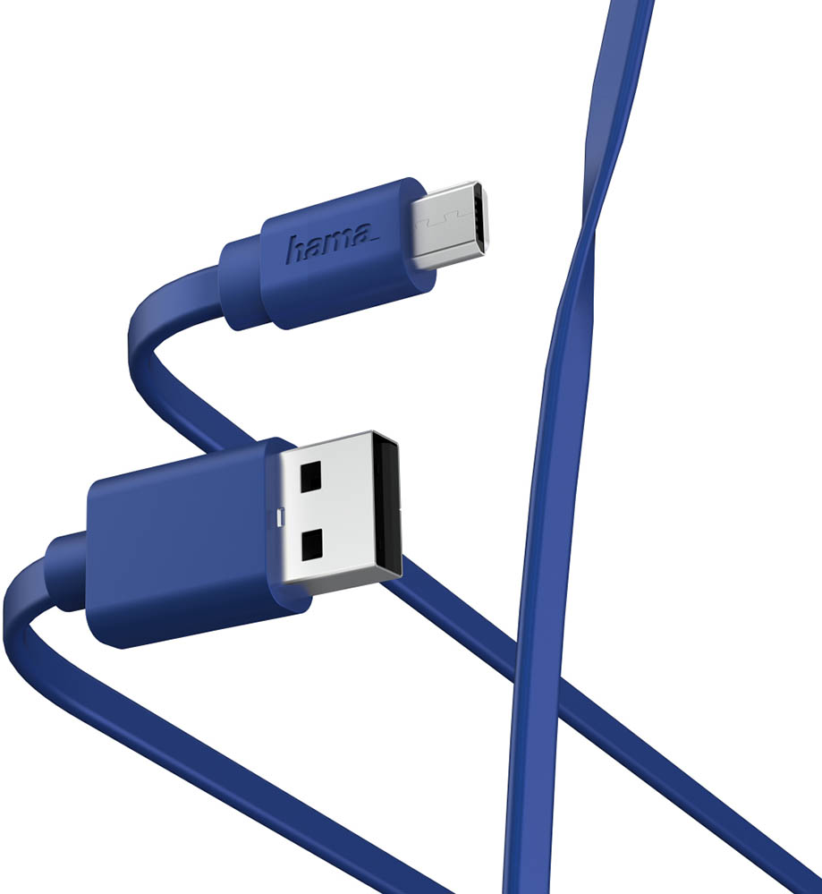 цена Кабель Hama 00187226 microUSB (m) USB A(m) 1м синий