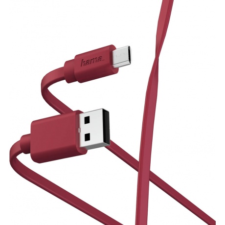 

Кабель Hama 00187227 microUSB (m) USB A(m) 1м красный