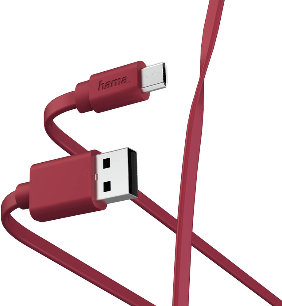 цена Кабель Hama 00187227 microUSB (m) USB A(m) 1м красный