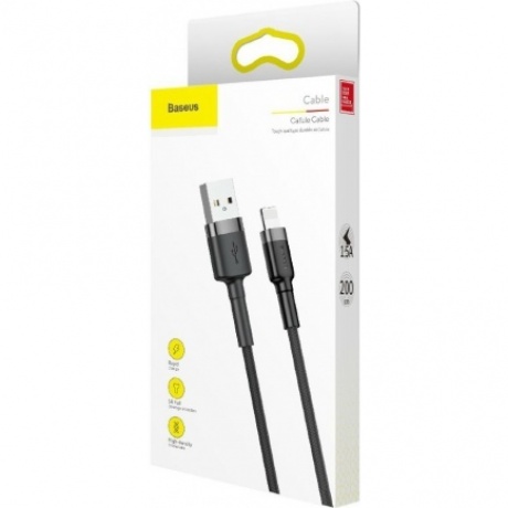 Кабель Baseus APPLE 8-pin Cafule 1.5A 2m Grey-Black CALKLF-CG1 - фото 6