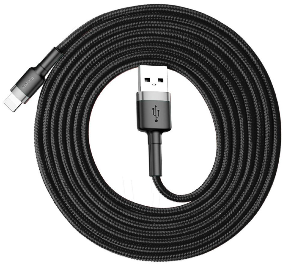 Кабель Baseus APPLE 8-pin Cafule 1.5A 2m Grey-Black CALKLF-CG1 кабель baseus cafule cable usb lightning 1м calklf dark gray