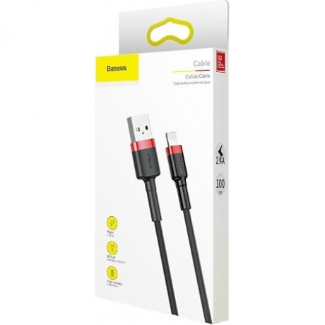 Кабель Baseus APPLE 8-pin Cafule 2.4A 1m Red-Black CALKLF-B19 - фото 6
