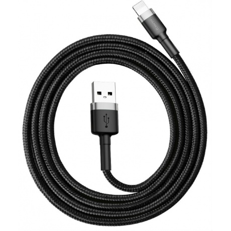 Кабель Baseus Cafule Special Edition USB - Lightning 2.4A 1m Grey-Black CALKLF-BG1 - фото 1