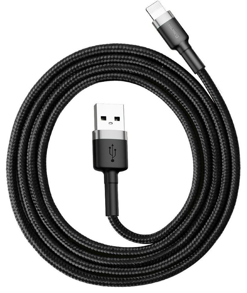 Кабель Baseus Cafule Special Edition USB - Lightning 2.4A 1m Grey-Black CALKLF-BG1