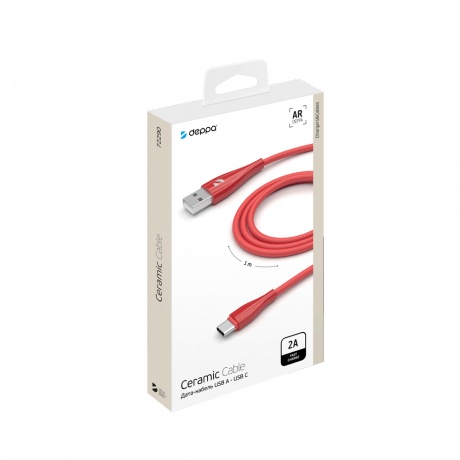 Дата-кабель Deppa Ceramic USB - USB-C 1м красный - фото 4
