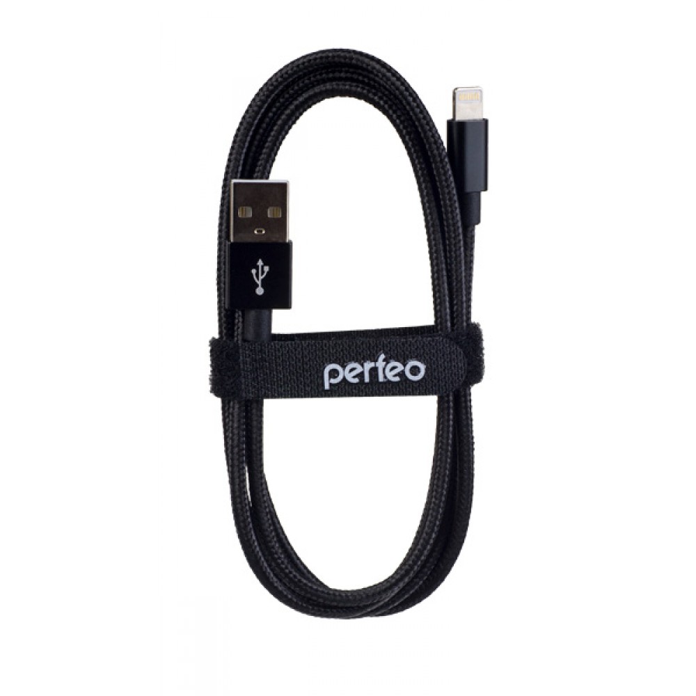 Кабель Perfeo USB - Lightning 3m Black I4304 - фото 1