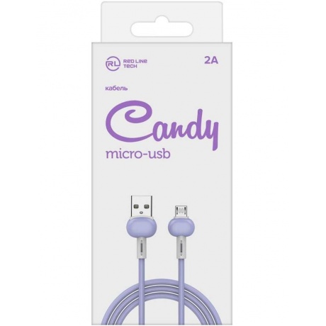 Кабель Redline Candy micro USB B (m) USB A (m) 1м фиолетовый УТ000021987 - фото 2