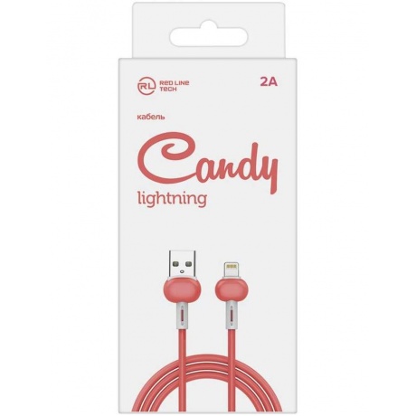 Кабель Redline Candy Lightning (m) USB A(m) 1м красный УТ000021989 - фото 2