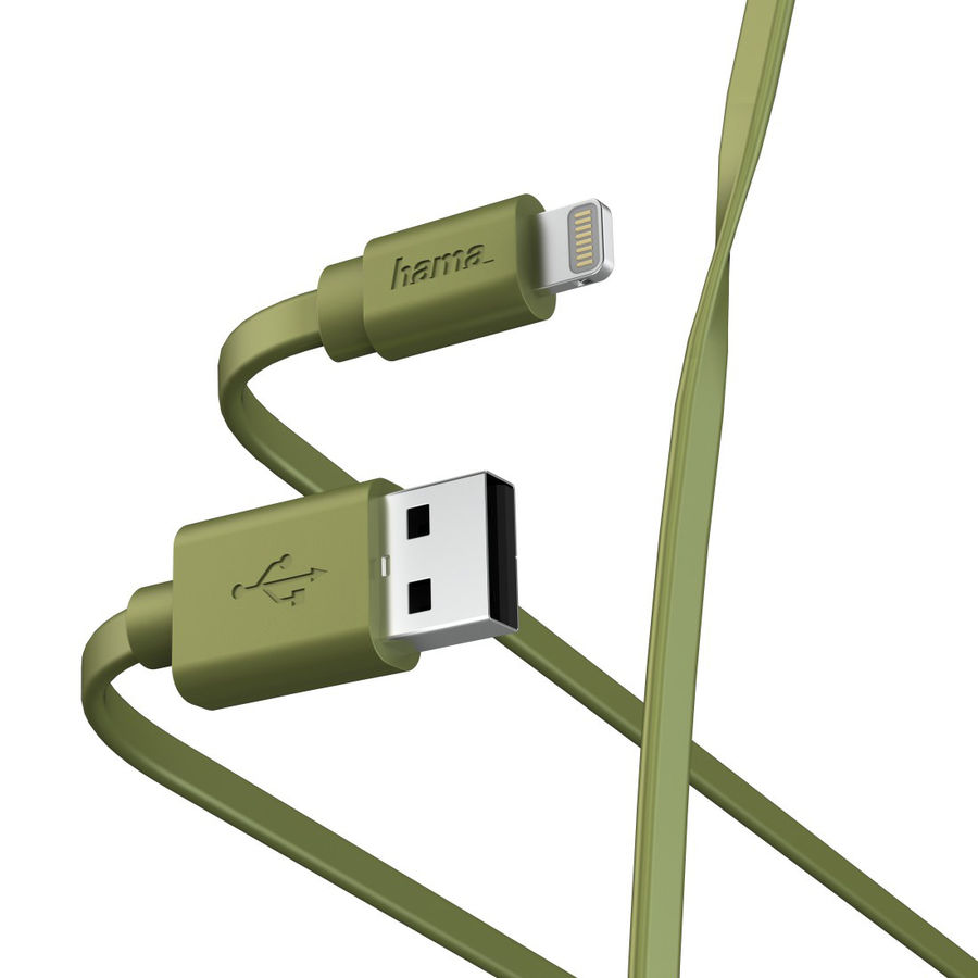 Кабель Hama 00187234 Lightning USB 2.0 (m) 1м зеленый кабель hama 00187234 usb m lightning m 1 м зеленый плоский