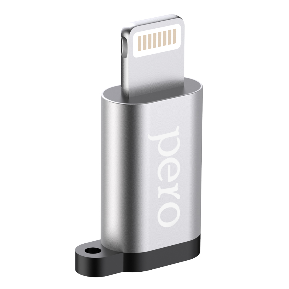 Адаптер PERO AD01 LIGHTNING TO MICRO USB, серебристый адаптер pero ad01 lightning to micro usb золотой