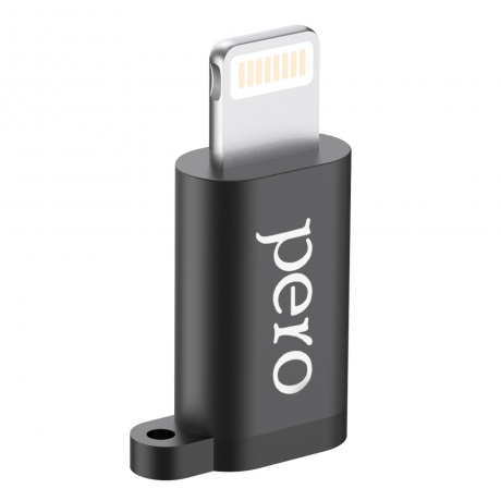 Адаптер PERO AD01 LIGHTNING TO MICRO USB, черный - фото 1