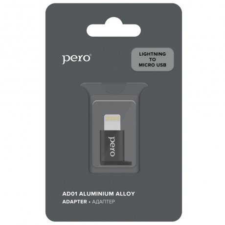 Адаптер PERO AD01 LIGHTNING TO MICRO USB, черный - фото 3