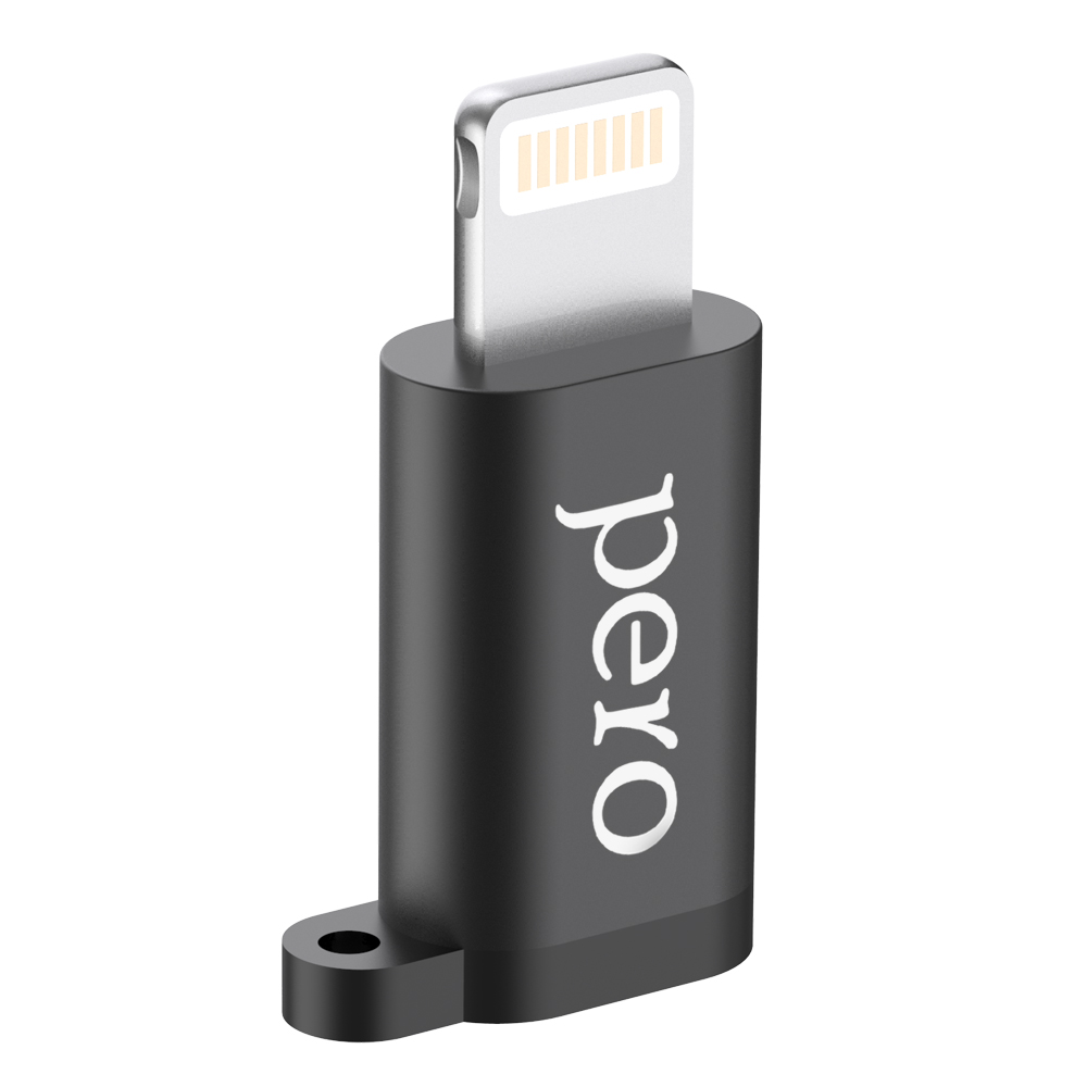 Адаптер PERO AD01 LIGHTNING TO MICRO USB, черный переходник pero ad01 type c to micro usb серебристый prad01tmsr