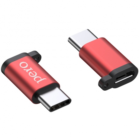 Адаптер PERO AD01 TYPE-C TO MICRO USB, красный - фото 2