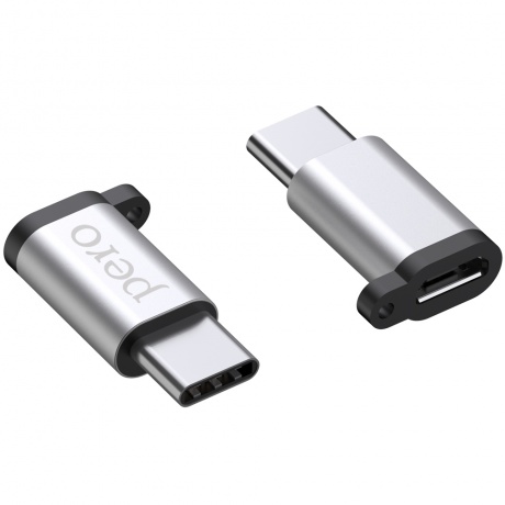 Адаптер PERO AD01 TYPE-C TO MICRO USB, серебристый - фото 2