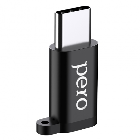 Адаптер PERO AD01 TYPE-C TO MICRO USB, черный - фото 1