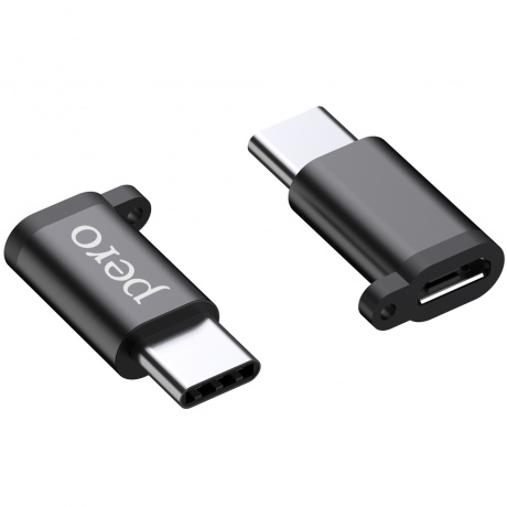 Адаптер PERO AD01 TYPE-C TO MICRO USB, черный - фото 2