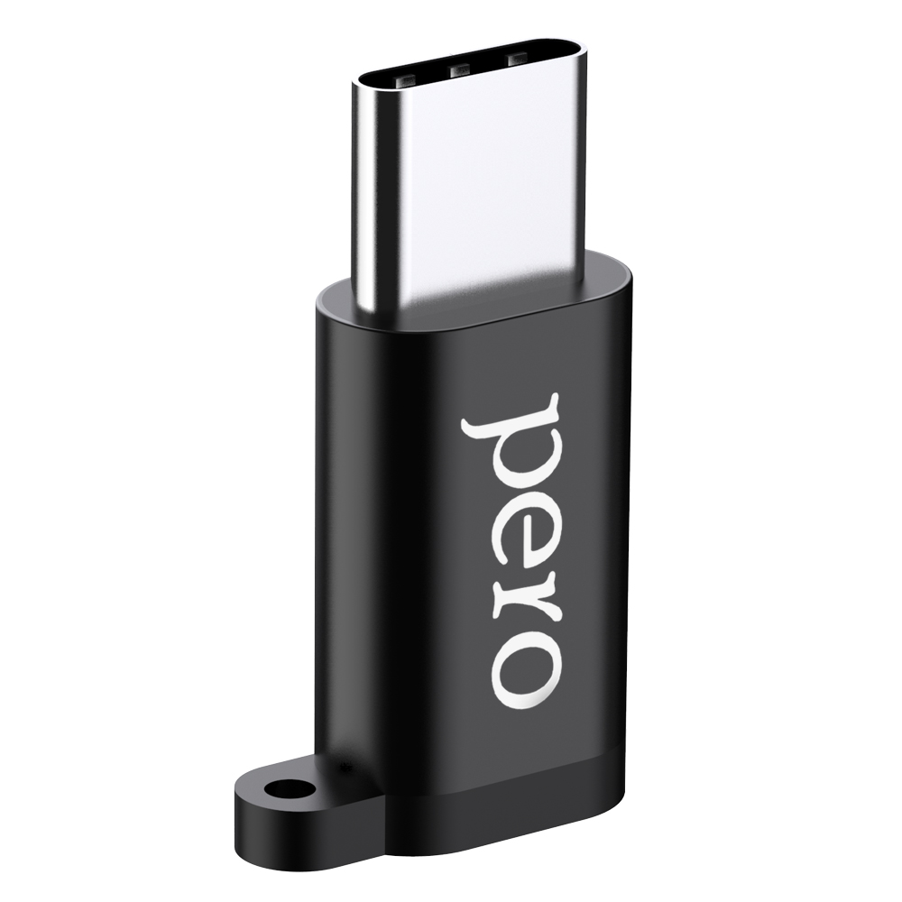 цена Адаптер PERO AD01 TYPE-C TO MICRO USB, черный