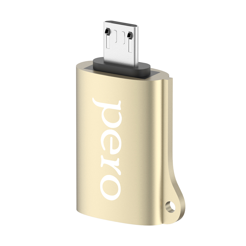 Адаптер PERO AD02 OTG MICRO USB TO USB 2.0, золотой Адаптер PERO AD02 OTG MICRO USB TO USB 2.0, золотой