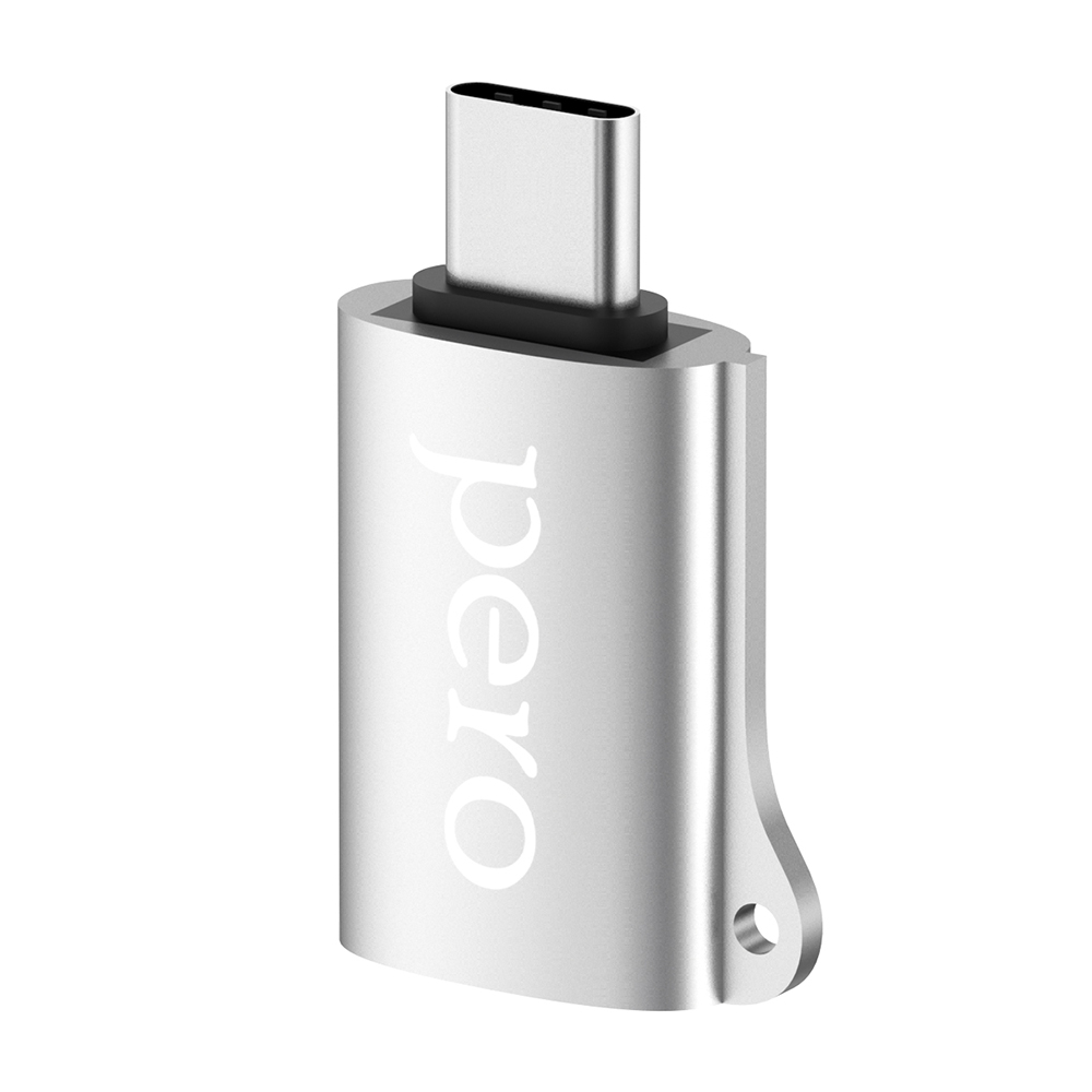 Адаптер PERO AD02 OTG TYPE-C TO USB 2.0, серебристый от Kotofoto