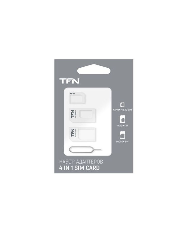 Адаптер TFN 4в1 для сим-карт white (AD-SIMCARDWH) адаптер tfn tfn ad micusbc серый
