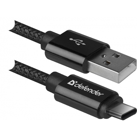 Кабель Defender USB09-03T PRO USB2.0 Черный AM-Type-C 1m 2.1A (87814) - фото 1