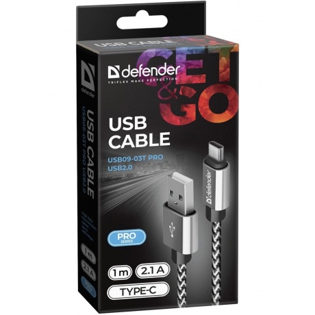 Кабель Defender USB09-03T USB Type-C - USB 1м (87815) White - фото 3