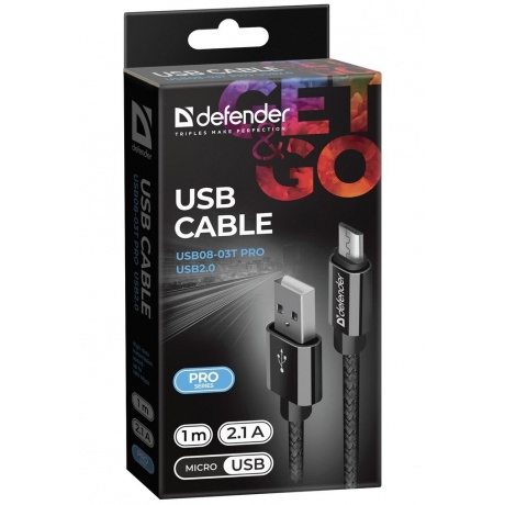 Кабель Defender USB08-03T USB - microUSB 1м (87802) Black - фото 3