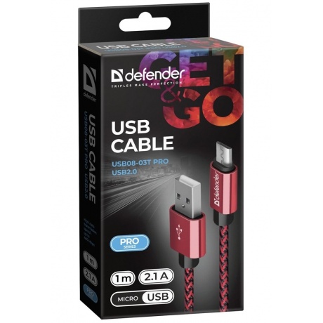 Кабель Defender USB08-03T USB - microUSB 1м (87801) Red - фото 3