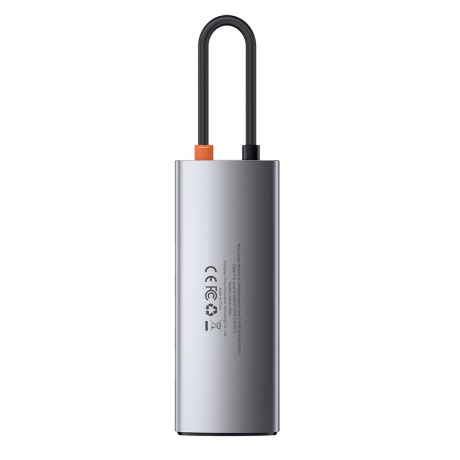 USB-концентратор Baseus Metal Gleam Series 6-in-1 Multifunctional Type-C HUB Docking Station Grey CAHUB-CW0G - фото 4