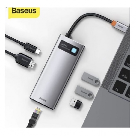 USB-концентратор Baseus Metal Gleam Series 6-in-1 Multifunctional Type-C HUB Docking Station Grey CAHUB-CW0G - фото 8