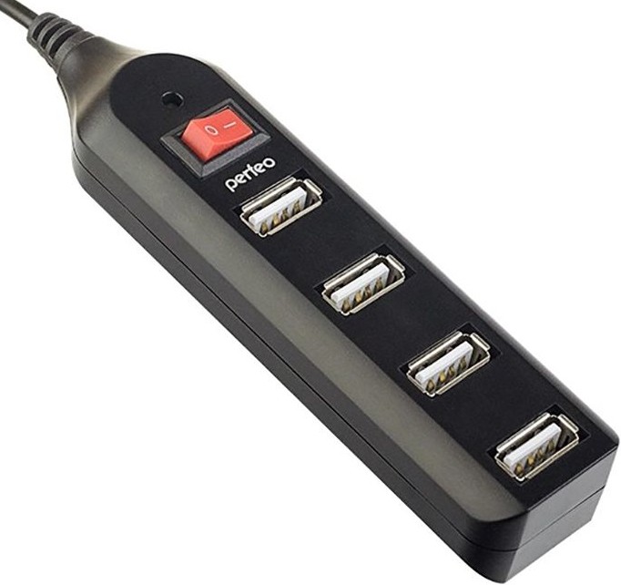 USB-концентратор Perfeo USB-HUB 4 Ports Black PF-HYD-6001H / PF_A4884 - фото 1