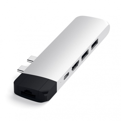 USB-концентратор Satechi Aluminum Pro Hub With Ethernet для 2016/2017 MacBook Pro 13/15 Silver ST-TCPHES - фото 2