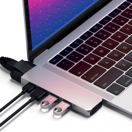 USB-концентратор Satechi Aluminum Pro Hub With Ethernet для 2016/2017 MacBook Pro 13/15 Silver ST-TCPHES - фото 5