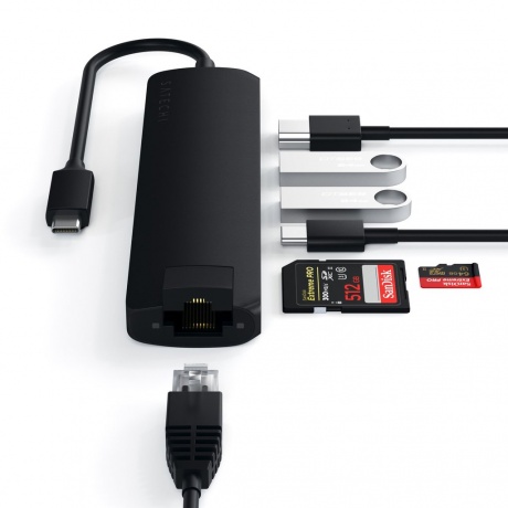 USB-концентратор Satechi Type-C Slim Multiport Ethernet Adapter Black ST-UCSMA3K - фото 7