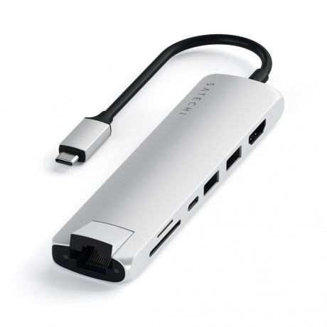 USB-концентратор Satechi Type-C Slim Multiport Ethernet Adapter Silver ST-UCSMA3S - фото 2