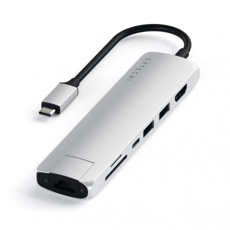 USB-концентратор Satechi Type-C Slim Multiport Ethernet Adapter Silver ST-UCSMA3S - фото 6