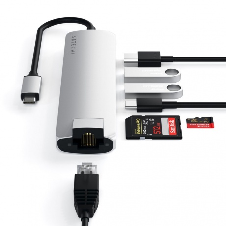 USB-концентратор Satechi Type-C Slim Multiport Ethernet Adapter Silver ST-UCSMA3S - фото 7
