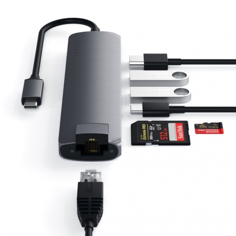 USB-концентратор Satechi Type-C Slim Multiport Ethernet Adapter Space Grey ST-UCSMA3M - фото 7