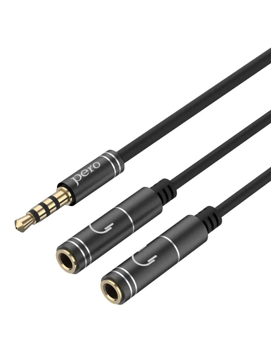 Аудио разветвитель PERO AD07 PREMIUM AUX SPLITTER, черный - фото 2