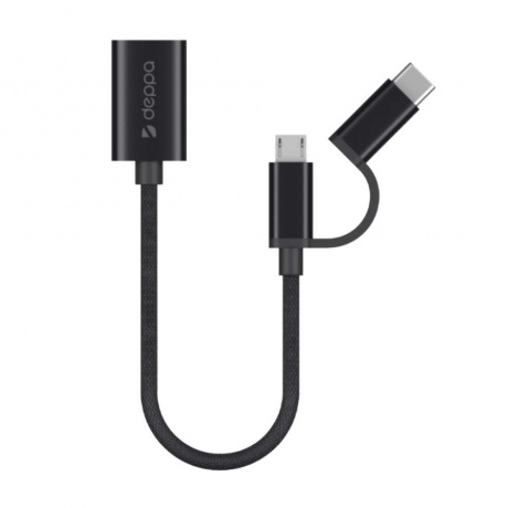 Кабель Deppa USB - micro USB Type-C 015m Black 72319 426₽