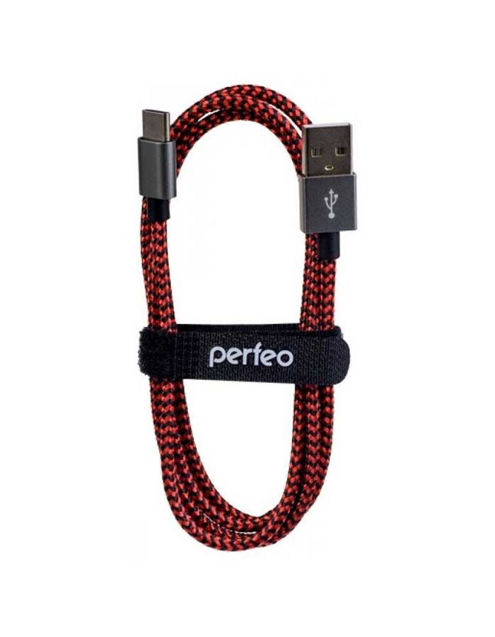Кабель Perfeo USB 2.0 A - USB Type-C 3m Black-Red U4902, цвет красный - фото 1