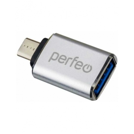 Адаптер Perfeo PF-VI-O012 USB - MicroUSB OTG 3.0 Silver PF_C3002 - фото 1