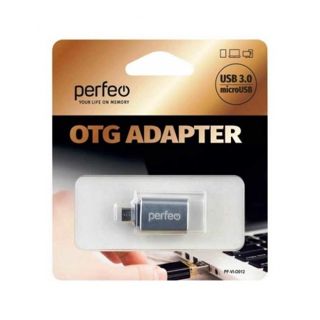 Адаптер Perfeo PF-VI-O012 USB - MicroUSB OTG 3.0 Silver PF_C3002 - фото 2