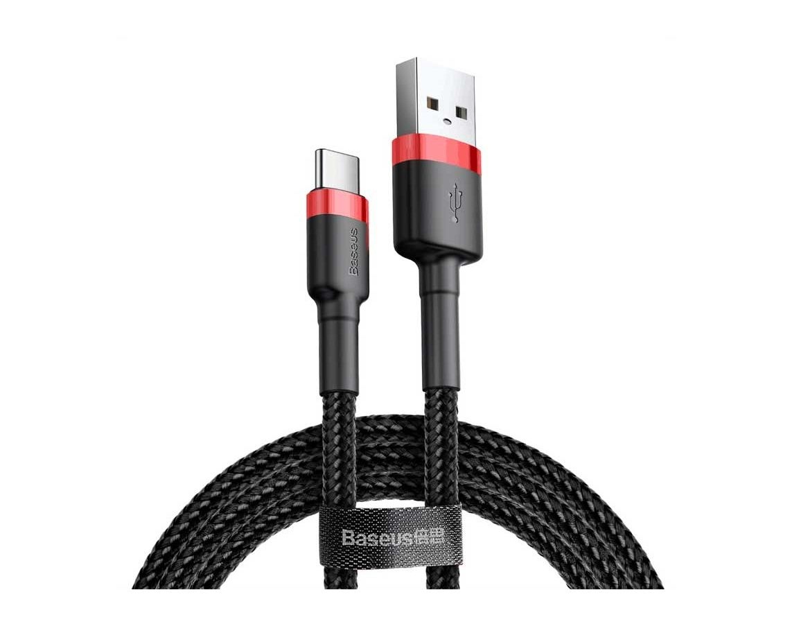 Кабель Baseus Cafule USB - USB Type-C 3A 1m Red-Black CATKLF-B91