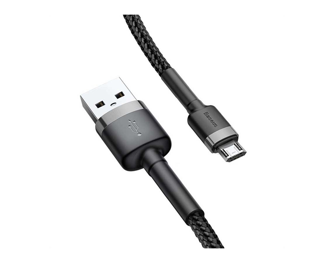 цена Кабель Baseus Cafule Cable USB - MicroUSB 1.5A 2m Grey-Black CAMKLF-CG1