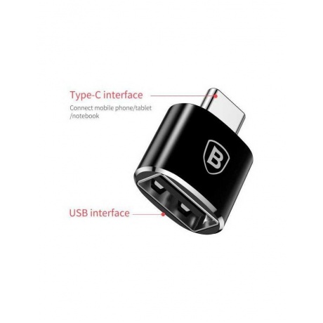 Адаптер Baseus USB Female - Type-C Male Adapter Converter Black CATOTG-01 - фото 3